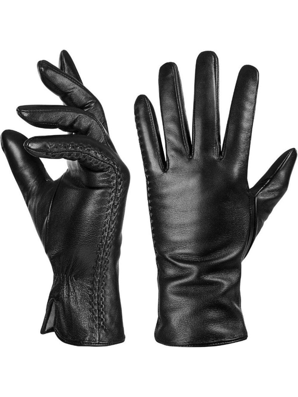 Warm Wool Lined Leather Gloves for Women - Touchscreen, Winter Texting Accessory